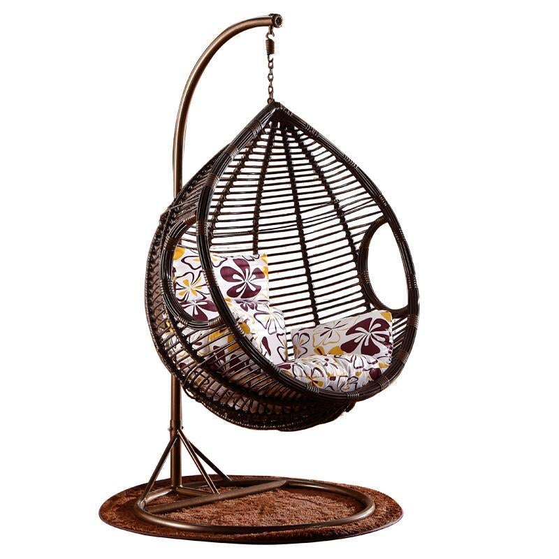 Thick Coffee Single Hanging Basket Rattan Chair Double Thick Rattan Hanging Basket Imitation Rattan Single Hanging Chair Outdoor Swing Balcony Cradle Chair Indoor Courtyard Leisure Rocking Chair