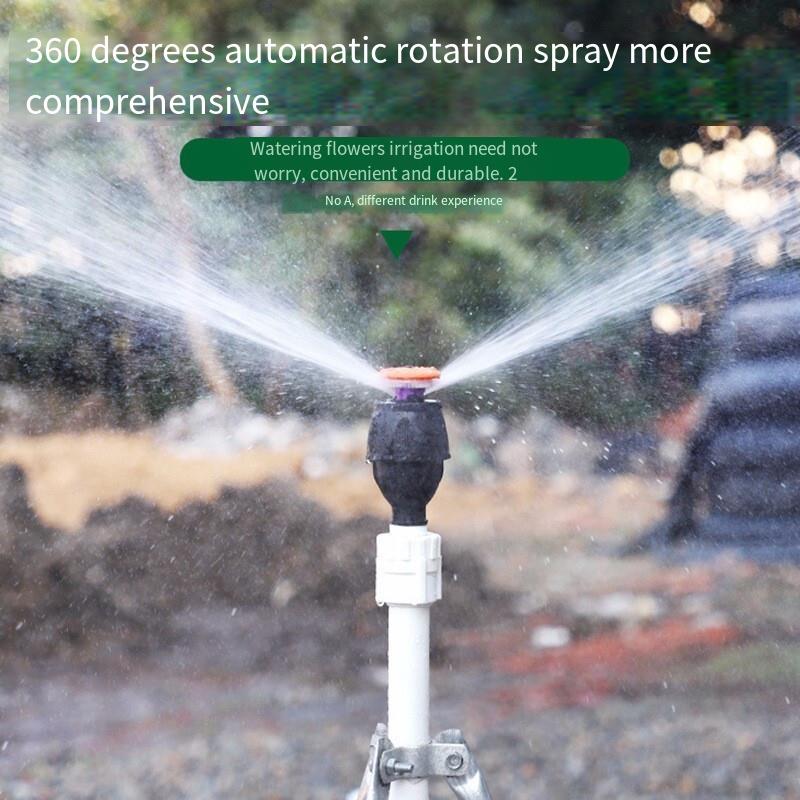 6 Pieces 360 Degree Automatic Rotary Sprinkler Water Spraying Artifact Watering Green Lawn Spraying Garden Agricultural Cooling Irrigation 4 Points Meg Nozzle + Ground Plug + 1 Inch Quick Connection