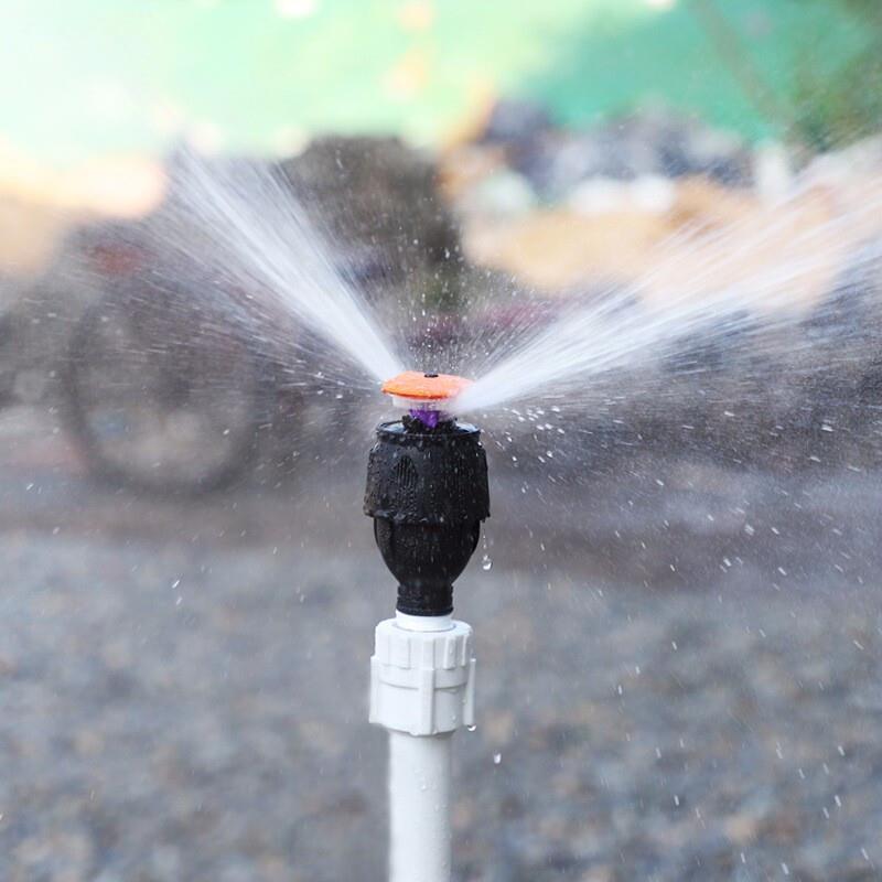 6 Pieces 360 Degree Automatic Rotary Sprinkler Water Spraying Artifact Watering Green Lawn Spraying Garden Agricultural Cooling Irrigation 4 Points Meg Nozzle + Ground Plug + 1 Inch Quick Connection