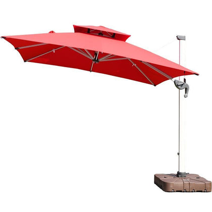 Outdoor Sunshade Villa Garden Imported Umbrella Cloth Outside Large Roman Sunbrella Round 3.3m With Large Water Tank Pulley Base (wine Red)