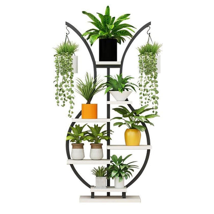 Indoor Potted Flower Rack Lvluo Flower Rack Storage Rack Balcony Flower Rack Floor Type Multi-storey Modern Simple Living Room Indoor Fleshy Flower Pot Rack With Wheel Round Corner White Board Black Rack