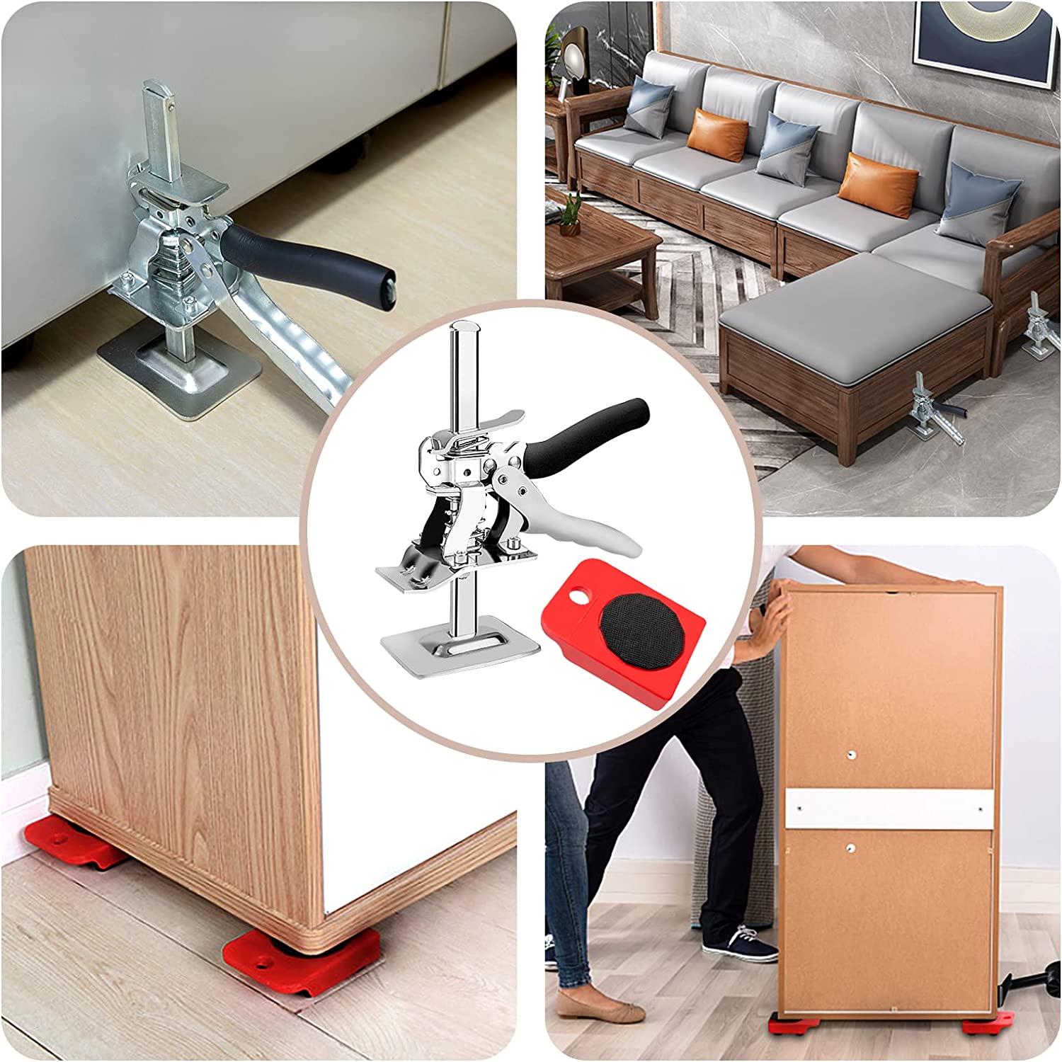 CREEYA Furniture Jack Lifter Kit With 4 Sliders – Move Heavy Appliances, Washers, Sofas & Cabinets Like A Pro