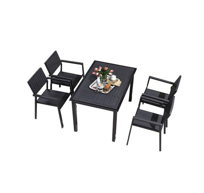 Outdoor Table And Chair Courtyard Leisure Chair Balcony Tea Combination Set Outdoor Antiseptic Wood Plastic Garden Dining Modern Simple Small Round Table Mattel: 4 + 1 [120x80 Mosaic Plastic Wood Long Table]