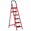 Red Ladder Folding Ladder Multi Function Ladder Thickened Miter Ladder Portable Multi Purpose Storage Ladder Four Step Ladder 142cm