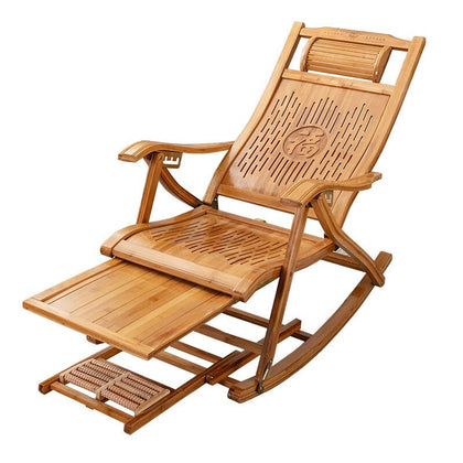 Rocking Chair Reclining Chair Adult Bamboo Folding Lunch Break Afternoon Couch Leisure Chair Household Elderly Balcony Leisure Chair (no Cushion)