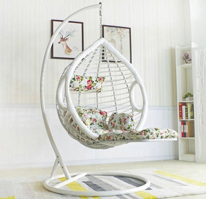 Hanging Basket Rattan Chair Lazy Person Hanging Chair Indoor Hammock Household Orchid Rocking Chair Pedal Double Person Double Rod White Thin Rattan