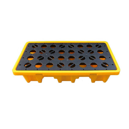 Spill Pallet  Two Drums Pallet 120 Liters Spill Capacity 130*680*300mm Injection Molding Process Leak-proof Pallet Platform Chemical Warehouse Oil Container Petroleum Drums Dangerous Waste Liquid Oil Pan