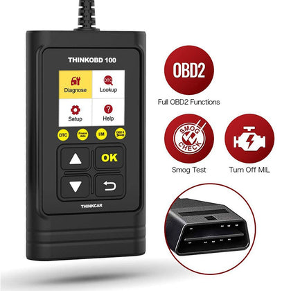 OBD2 Scanner, THINKOBD100 Code Reader, Check Engine Code Reader with Full OBD2 Functions, O2 Sensor/Smog Test CAN Diagnostic Scanner Tool for Car for All OBDII Protocol Cars Since 1996