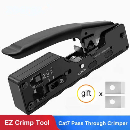 Cat5 Cat6 Cat7 Pass Through Crimper for RJ45 RJ12 RJ11 Network Connectors Modular Plugs Ethernet Cables EZ Crimp Tool