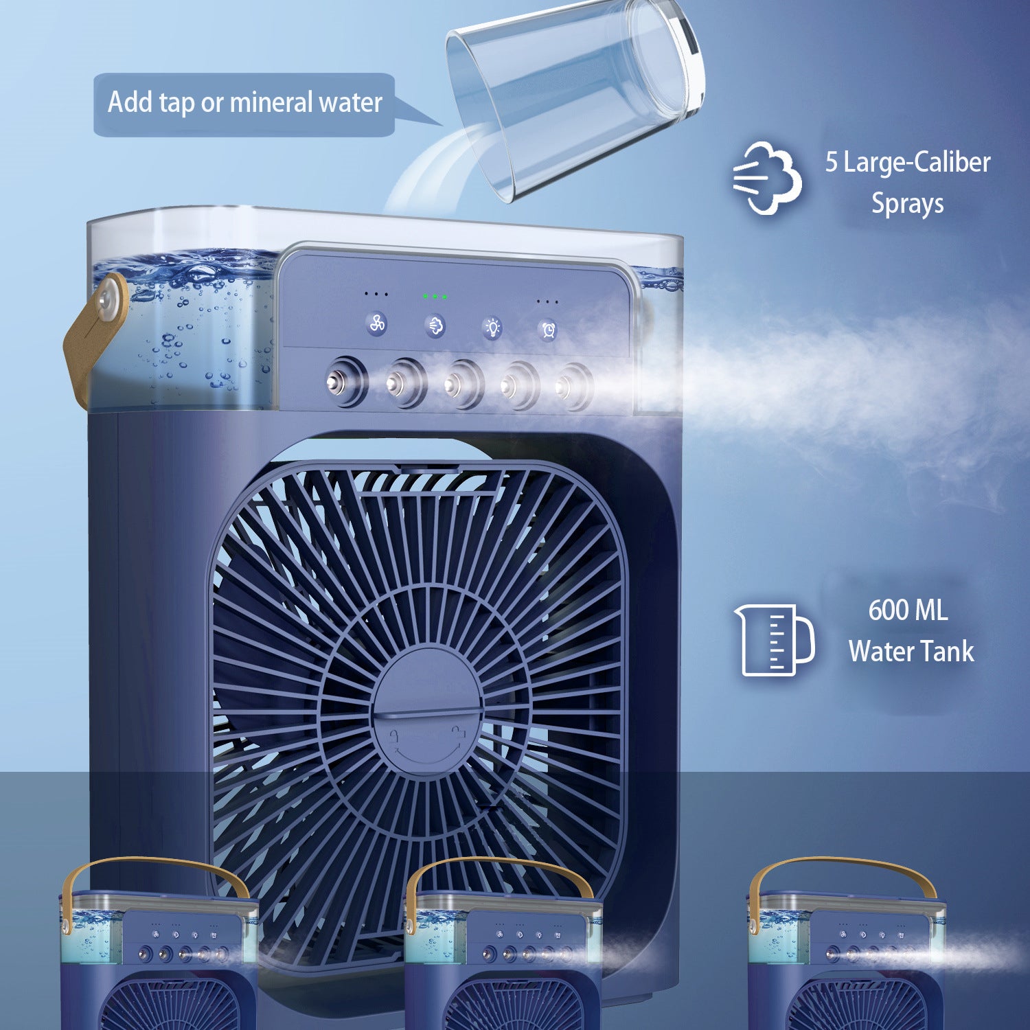 thumbnail image 2 of USB Portable Air Cooler Fan With 7 Color Lights - Personal AC For 2 of 13