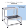 Double Layer Stainless Steel Footstool Hospital Clinic Two Steps Foot Stool Warehouse Climbing Ladder Workshop Ladder with Rubber Stopper 47*45*46cm